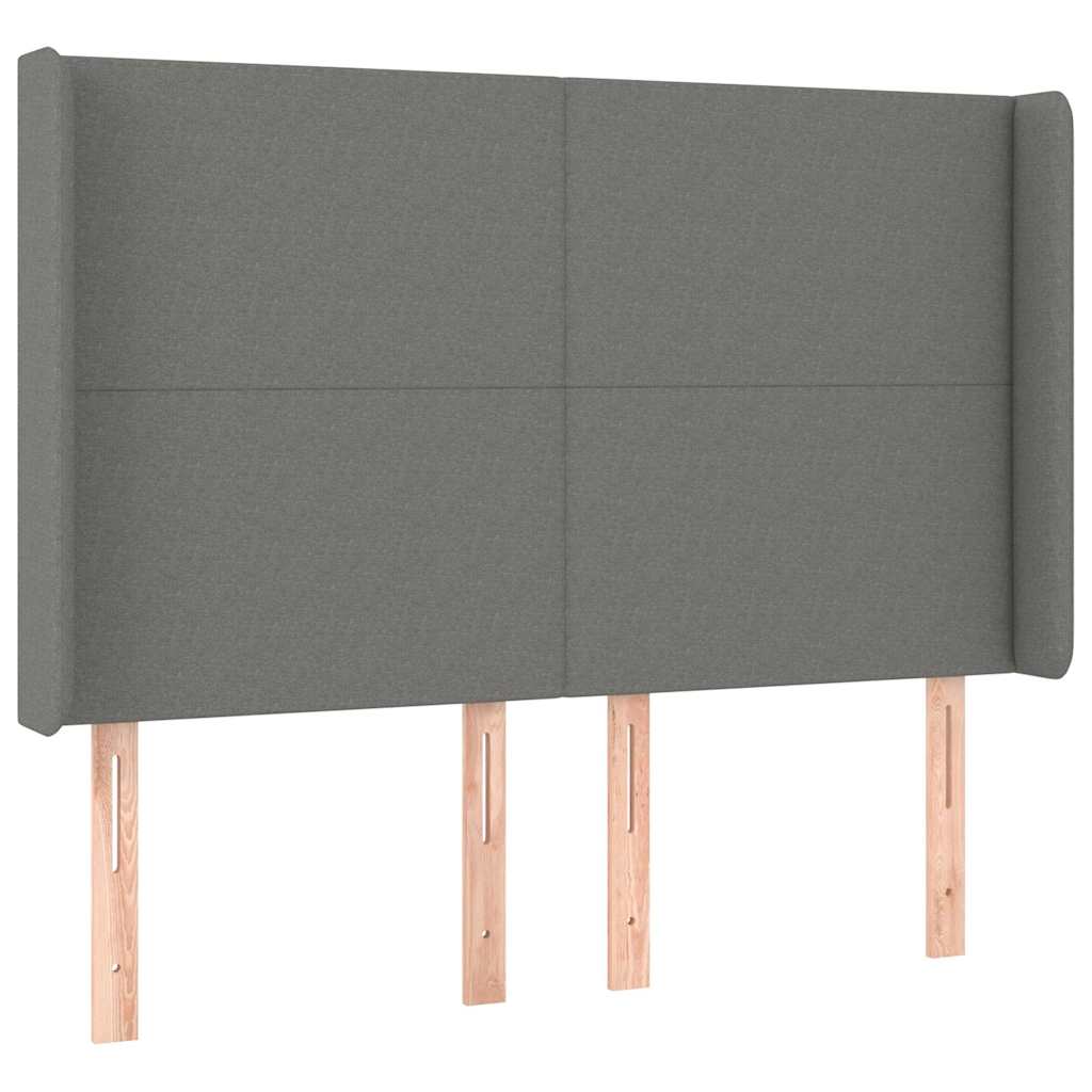 Sötétszürke szövet rugós ágy matraccal 140 x 190 cm 6