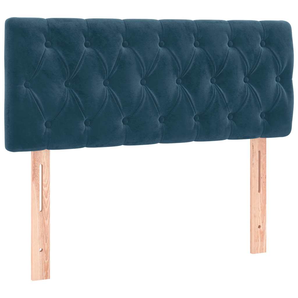 Sötétkék bársony rugós ágy matraccal 200x200 cm 5