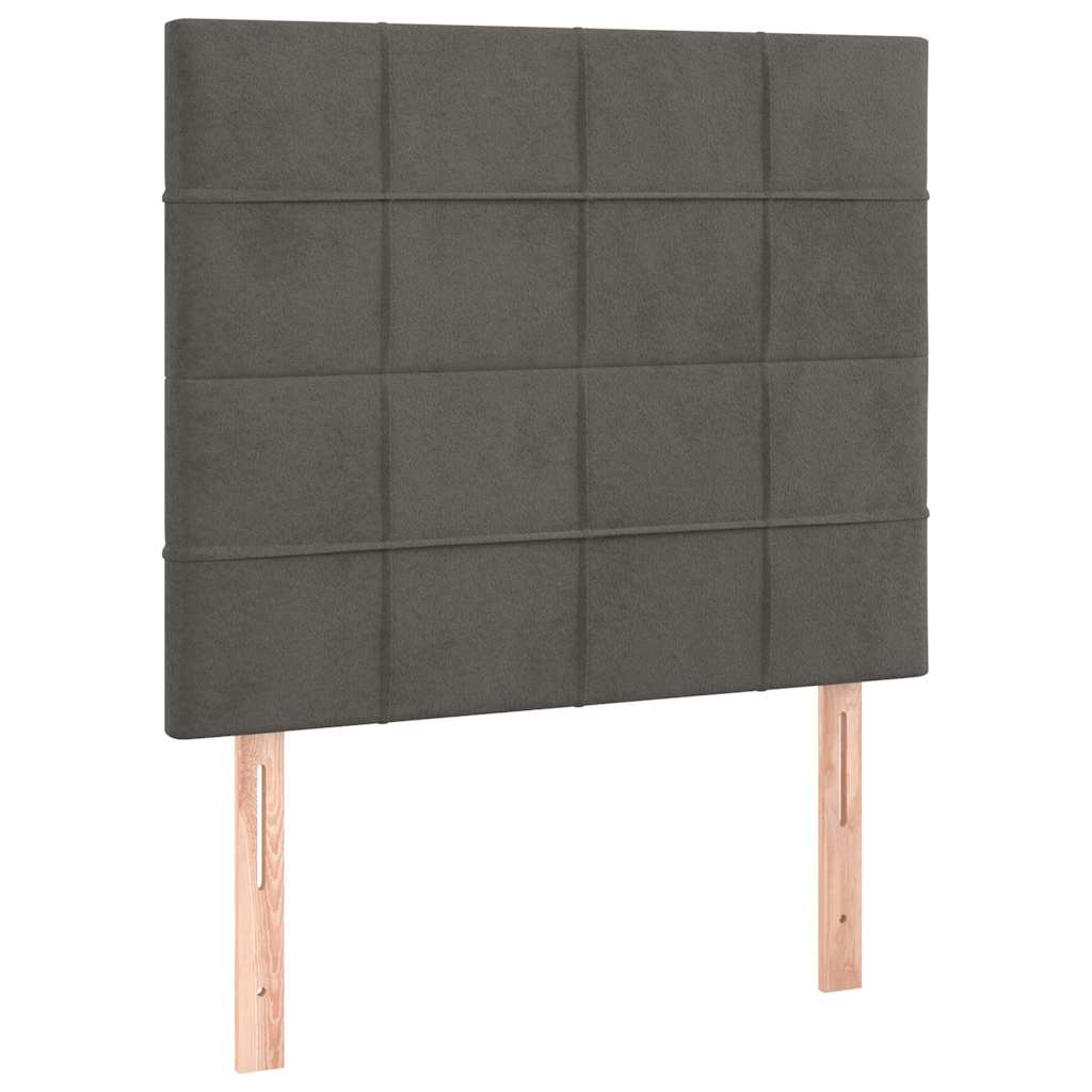Sötétszürke bársony rugós ágy matraccal 90 x 200 cm 6