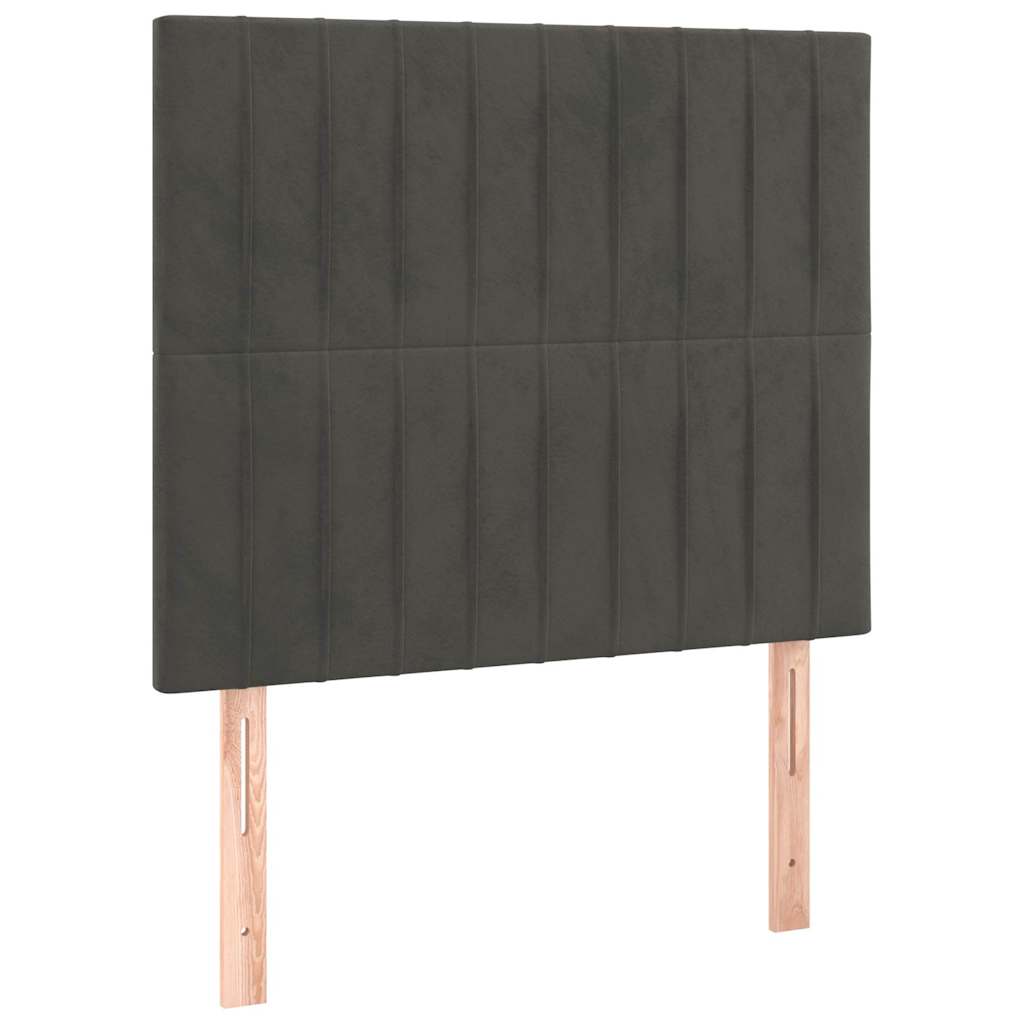 Sötétszürke bársony rugós ágy matraccal 100 x 200 cm 6