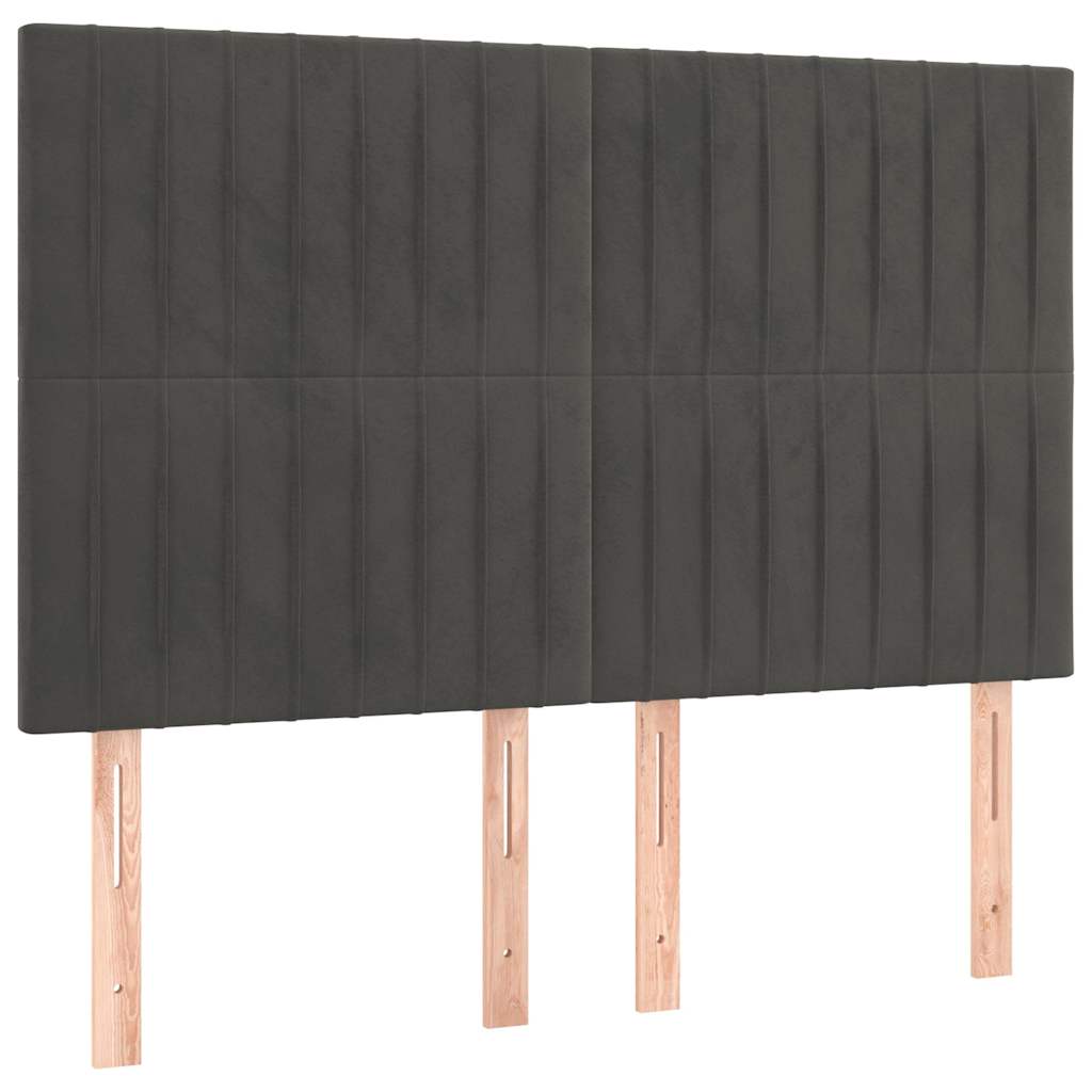 Sötétszürke bársony rugós ágy matraccal 140x190 cm 6