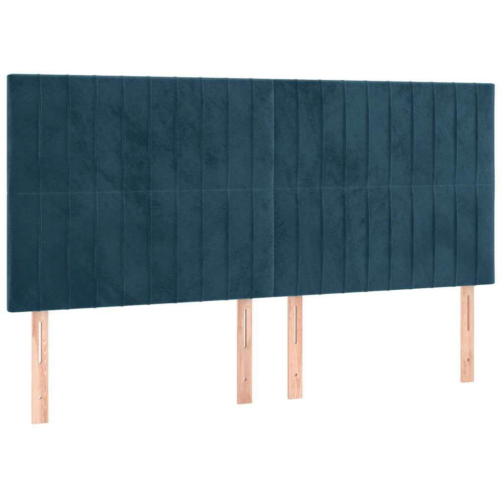 Sötétkék bársony rugós ágy matraccal 200x200 cm 6