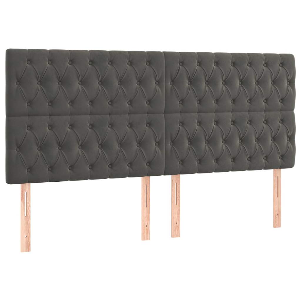 Sötétszürke bársony rugós ágy matraccal 200x200 cm 6