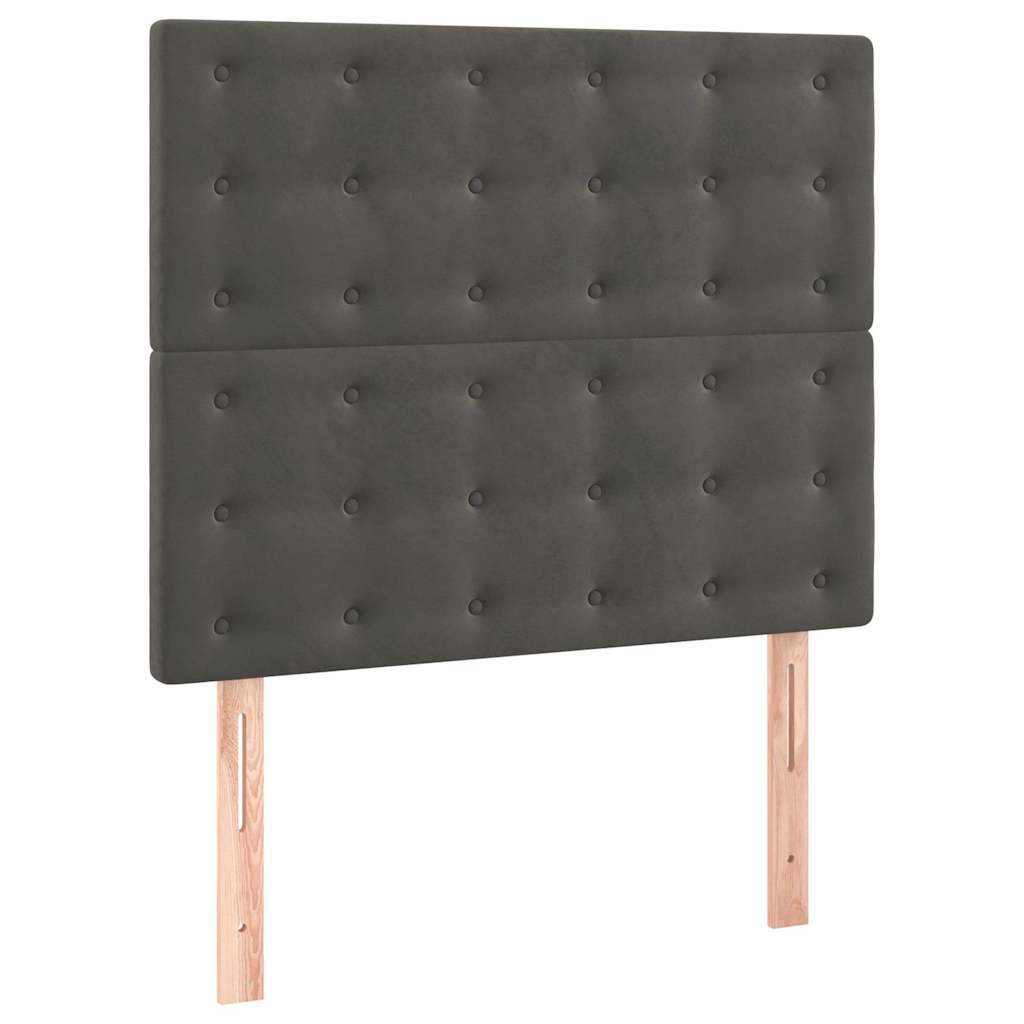Sötétszürke bársony rugós ágy matraccal 80 x 200 cm 6