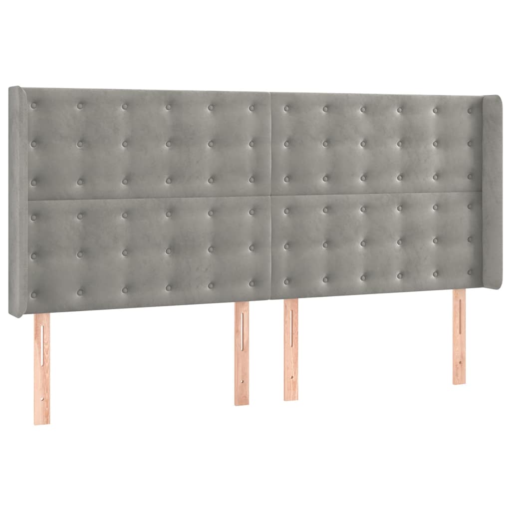 Világosszürke bársony rugós ágy matraccal 200x200 cm 6