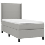 Világosszürke szövet rugós és LED-es ágy matraccal 90x190 cm 4