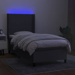 Sötétszürke szövet rugós és LED-es ágy matraccal 100x200 cm 3