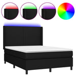 Fekete szövet rugós és LED-es ágy matraccal 140x190 cm 2