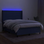 Kék szövet rugós és LED-es ágy matraccal 140x190 cm 3