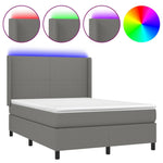 Sötétszürke szövet rugós és LED-es ágy matraccal 140x200 cm 2