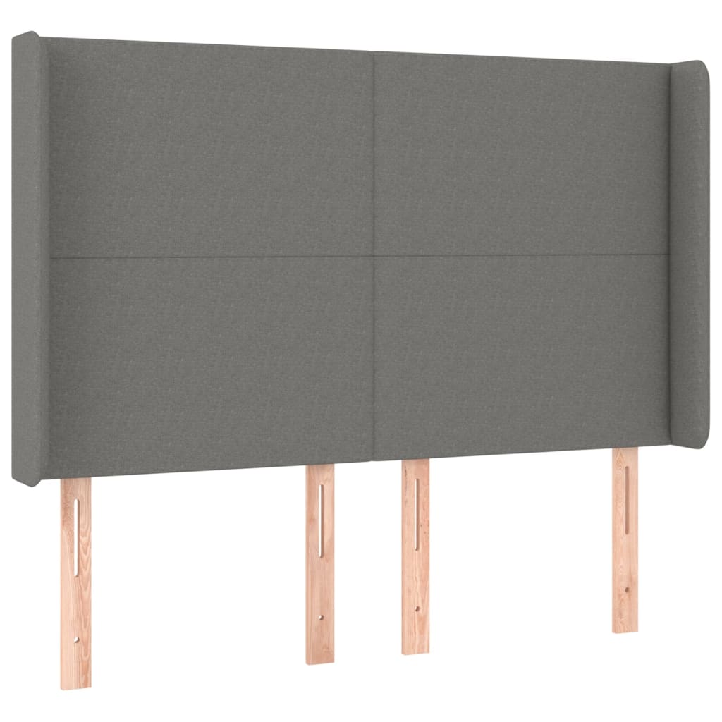 Sötétszürke szövet rugós és LED-es ágy matraccal 140x200 cm 7
