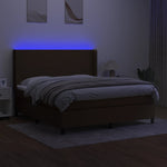 Barna szövet rugós és LED-es ágy matraccal 180 x 200 cm 3