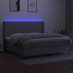 Világosszürke szövet rugós és LED-es ágy matraccal 200x200 cm 3