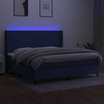 Kék szövet rugós és LED-es ágy matraccal 200 x 200 cm 3