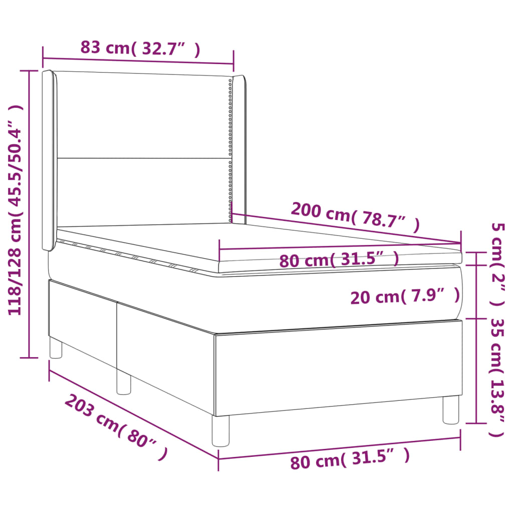 LED Box Spring Ágy fejtámlával szövet 8