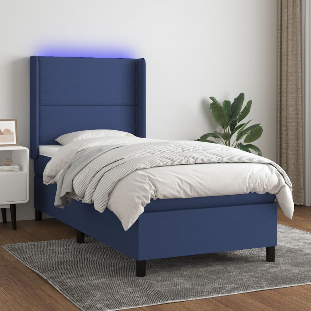 LED Box Spring Ágy fejtámlával szövet