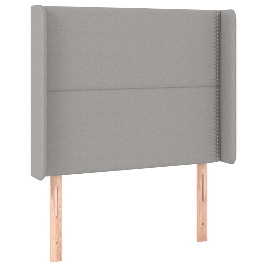 Világosszürke szövet rugós és LED-es ágy matraccal 90x190 cm 7