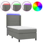 Sötétszürke szövet rugós és LED-es ágy matraccal 90x190 cm 2