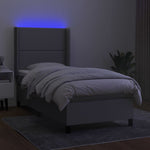 Világosszürke szövet rugós és LED-es ágy matraccal 90x200 cm 3