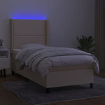 Krémszínű szövet rugós és LED-es ágy matraccal 100x200 cm 3