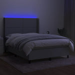 Világosszürke szövet rugós és LED-es ágy matraccal 140x190 cm 3