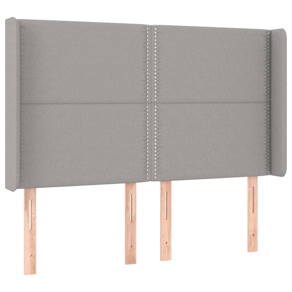 Világosszürke szövet rugós és LED-es ágy matraccal 140x190 cm 7
