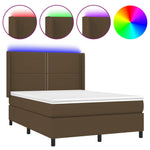 Barna szövet rugós és LED-es ágy matraccal 140x190 cm 2