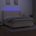 Krémszínű szövet rugós és LED-es ágy matraccal 180 x 200 cm 3