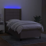 Tópszínű szövet rugós és LED-es ágy matraccal 90x190 cm 3