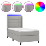 Világosszürke szövet rugós és LED-es ágy matraccal 100x200 cm 2