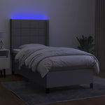 Világosszürke szövet rugós és LED-es ágy matraccal 100x200 cm 3