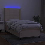 Krémszínű szövet rugós és LED-es ágy matraccal 100x200 cm 3