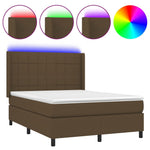 Barna szövet rugós és LED-es ágy matraccal 140x190 cm 2