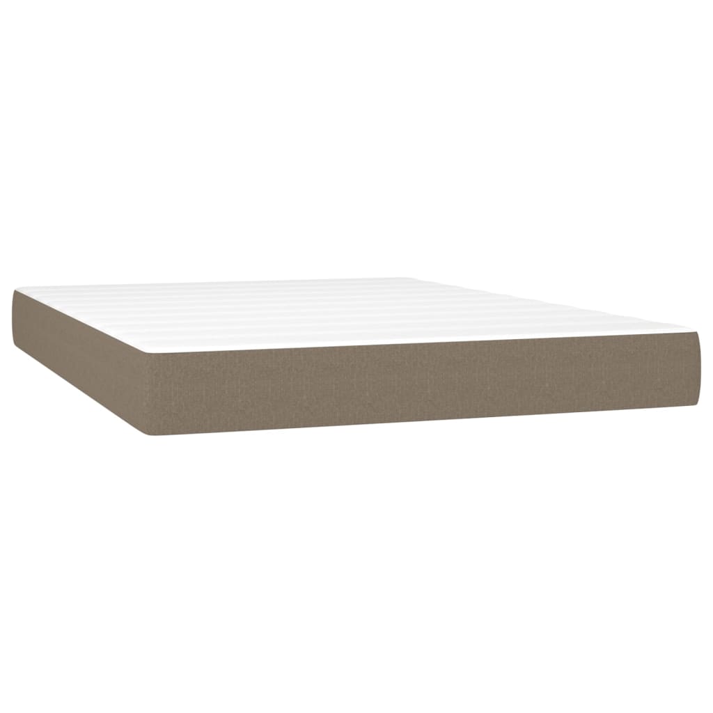 Tópszínű szövet rugós és LED-es ágy matraccal 140x200 cm 6
