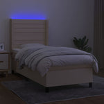 Krémszínű szövet rugós és LED-es ágy matraccal 80 x 200 cm 3