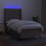 Tópszínű szövet rugós és LED-es ágy matraccal 90x190 cm 3