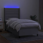 Világosszürke szövet rugós és LED-es ágy matraccal 100x200 cm 3