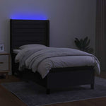 Fekete szövet rugós és LED-es ágy matraccal 100x200 cm 3