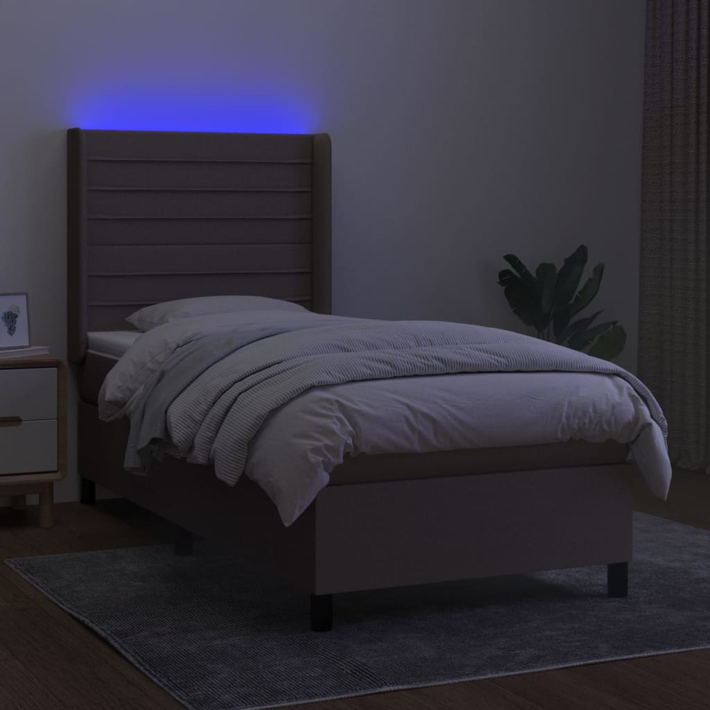 Tópszínű szövet rugós és LED-es ágy matraccal 100x200 cm 3