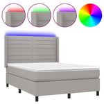 Világosszürke szövet rugós és LED-es ágy matraccal 140x190 cm 2