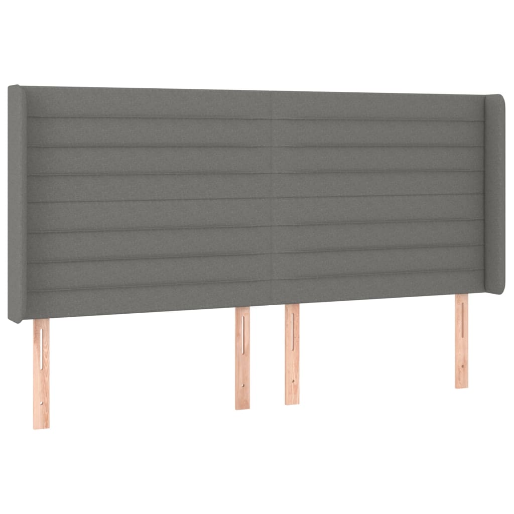 Sötétszürke szövet rugós és LED-es ágy matraccal 160x200 cm 7