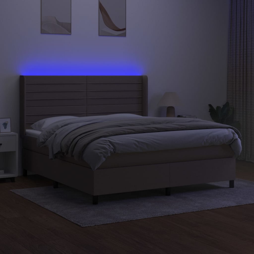 Tópszínű szövet rugós és LED-es ágy matraccal 160x200 cm 3