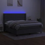 Sötétszürke szövet rugós és LED-es ágy matraccal 180 x 200 cm 3