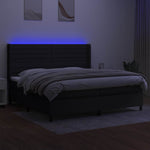 Fekete szövet rugós és LED-es ágy matraccal 200x200 cm 3