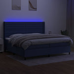Kék szövet rugós és LED-es ágy matraccal 200 x 200 cm 3