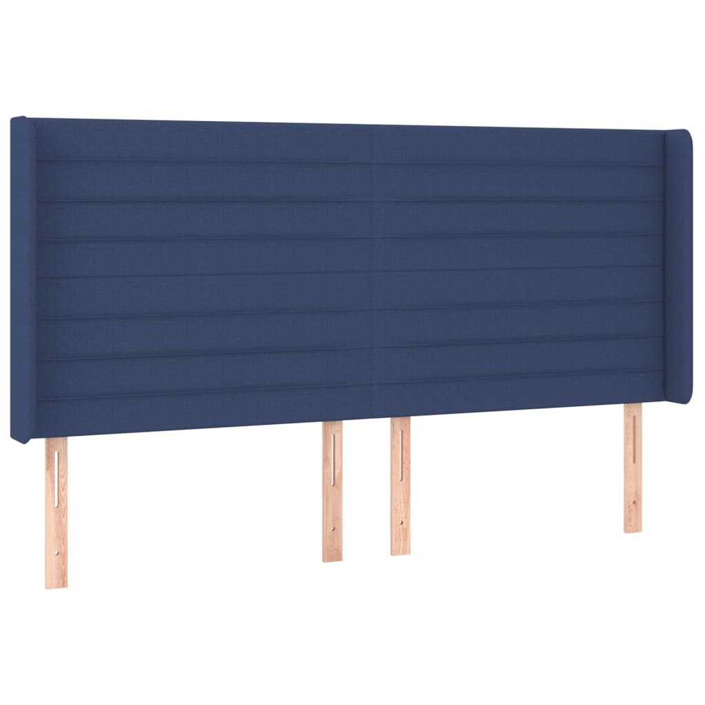 Kék szövet rugós és LED-es ágy matraccal 200 x 200 cm 7
