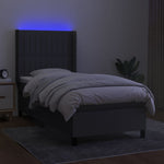 Sötétszürke szövet rugós és LED-es ágy matraccal 90x200 cm 3