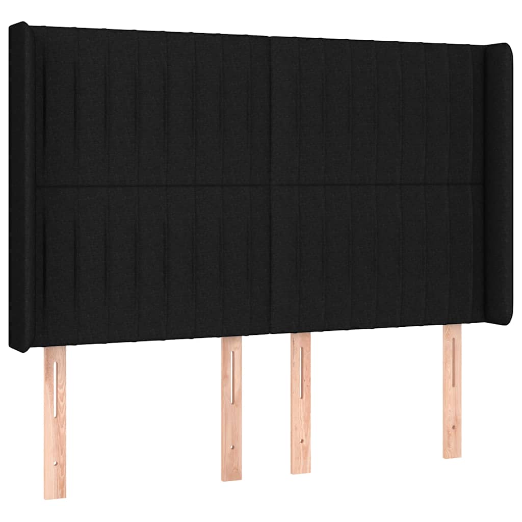 Fekete szövet rugós és LED-es ágy matraccal 140x190 cm 7