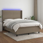 Tópszínű szövet rugós és LED-es ágy matraccal 140x190cm