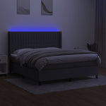 Sötétszürke szövet rugós és LED-es ágy matraccal 160x200 cm 3
